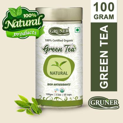 Gruner Green Tea 100 gm | Natural Flavour Unflavoured Green Tea Tin