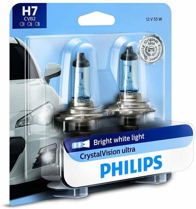 PHILIPS H7 CrystalVision Ultra Upgrade Bright White Headlight Bulb Mirror Light Car Halogen (12 V, 55 W)