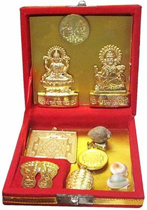 SV Traders Goddess Kuber Dhan Laxmi Varsha Yantra Set-Generate Source Of Income Aluminium, Wooden, Paper Yantra