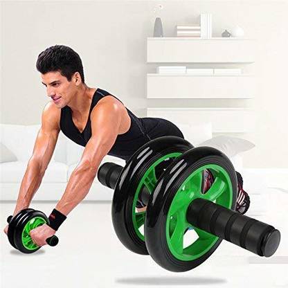 ECO SHOPEE Anti Skid Double Wheel Total Body AB Roller Exerciser with Knee Mat Steel Handle Ab Exerciser