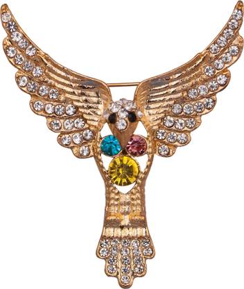 Adorn Golden Eagle with Multi Color Rhinestone Brooch For Men Brooch