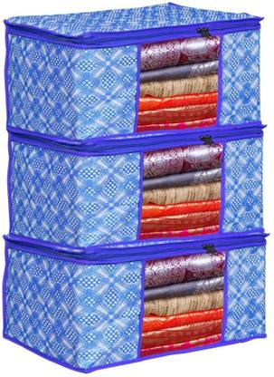 Porchex Presents Non Woven Saree Cover Storage Bags Saree Organizer for Wardrobe/Organizers for Clothes/Organizers (100 GSM) Clothes cover-106_Firozi