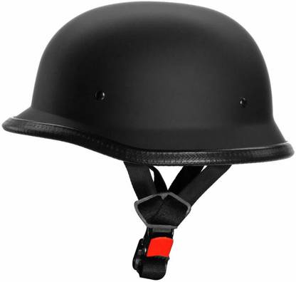 Dvis German Style Half Helmet (Matte Black) World War 2 Style Motorbike Helmet