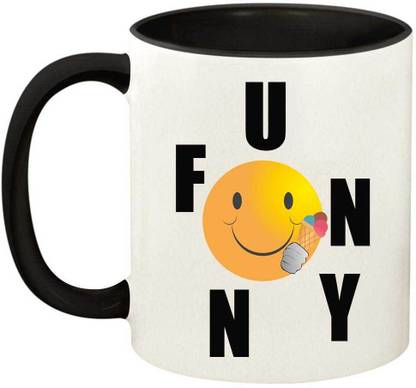 Juvixz Printed Funny Inside & Handle Black Coffee Ceramic Coffee Mug
