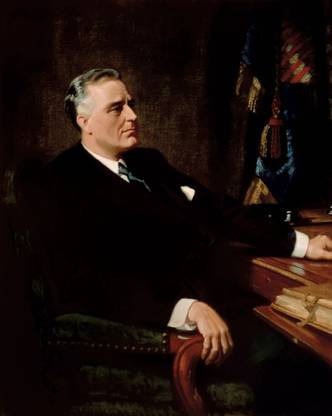 Digitally restored American history painting of President Franklin Roosevelt Canvas Art - John ParrotStocktrek Images (25 x 31) Canvas Art