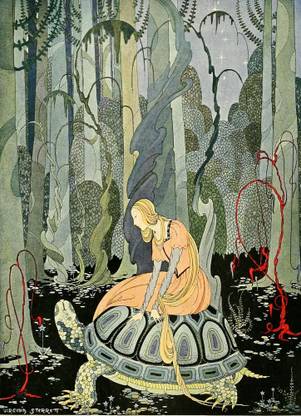 Old French Fairy Tales 1920 Passing through the forest Canvas Art - Virginia Sterrett (24 x 36) Canvas Art
