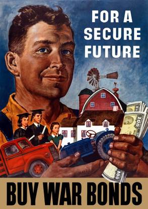 World War II propaganda poster of a farmer holding his future Canvas Art - Canvas Art