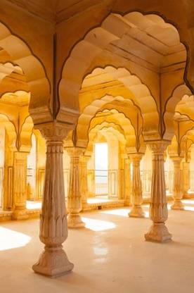 Colonnaded gallery Amber Fort Jaipur Rajasthan India Canvas Art - Inge Canvas Art