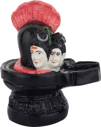 NP Shiv Parvati Shivling For Mandir | Shivling Shiv Parvati For Home Décor ( Black ) Decorative Showpiece  -  10 cm