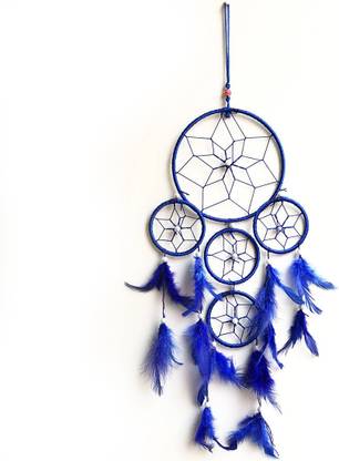 9tees Mart / Vastu / Feng Shui / Dark Blue Dream Catcher For Good Dreams And Positive Energy For Health Wealth & Happiness Feather Dream Catcher