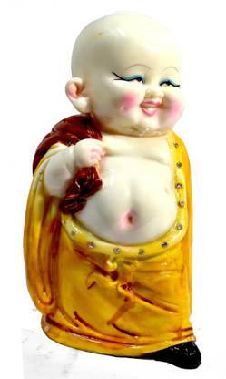 Saffronworld Laughing Buddha Dhan Kuber (yellow) Decorative Showpiece  -  25 cm