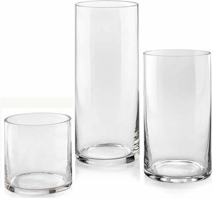 Incrizma Imported Cylinder Glass Vase Set of 3 Glass Vase