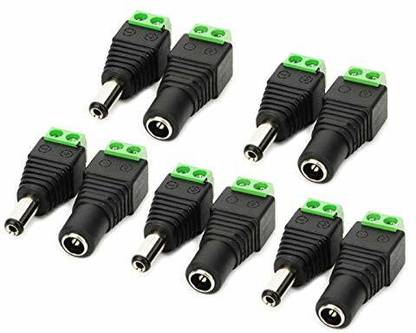 LipiWorld Dc Connectors Screw Type for CCTV Camera DVR (10) Dc Connectors Male And Female Wire Connector