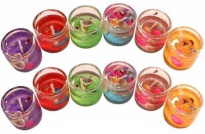 kuku 12 pcs Large Cute Little Glass Gel Candles for Home Candle