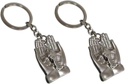 Uniqon (Set Of 2) Premium Synthetic Metal Base Shree Lord Ganesha/Ganesh/Ganpati In Hand Metallic Toy Key Ring/Keychain For Bikes/Scooty And Cars (Silver) Key Chain