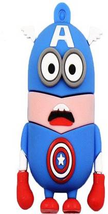 Tobo CAPTAIN AMERIKA 8GB 8 GB Pen Drive Compatible with Laptop, Television, Desktop Computer USB 2.0 Rubber Case