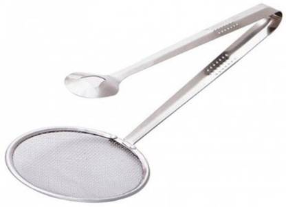 Jeval Filter Net Spoons Clip Oil Residue Strainer Fried Chicken Tong Colander 20 cm Roasting Tongs