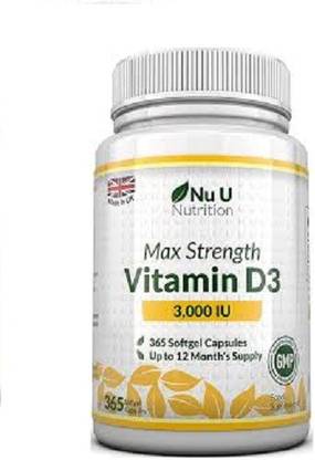 nu u nutrition Vitamin D3 3,000 IU – 365 Softgels 1 Year Supply
