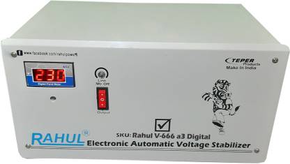 rahul V-666 a3 Digital 3 KVA/12 Amp 100-280 Volt 5 Step Mainline Use Up to 3 KVA Load Digital Automatic Voltage Stabilizer