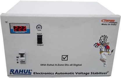 राहुल Digital 8 KVA/32 AMP 100-280 Volt 5 Step Main Line Use Up to 8 KVA Load Digital ऑटोमेटिक वोल्टेज स्टेबलाइजर