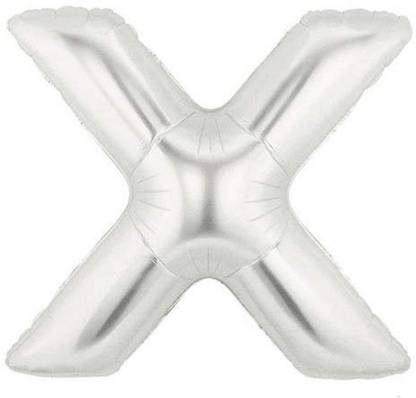 PARTY NASHA Solid SILVER LETTER X FOIL BALLOON 20'' Letter Balloon