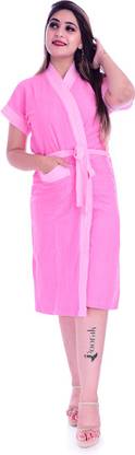 Poorak Light Pink Free Size Bath Robe