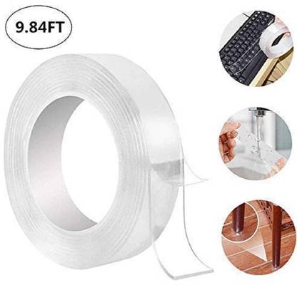 Subtle Selection Reusable and Washable Adhesive Silicone Tape,Multi-Functional Anti-Slip Double Sided Sticky Strips,Universal Anti-Slip Gel Pads Sticky Tape,Gel Tape Roll Wall Stickers (3 M) Washable Traceless Nano Gel Tape double side tape (Manual)
