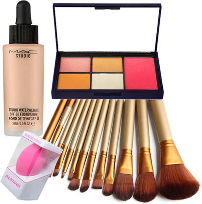 PANTHER Sponge Puff, Nars Make Up Palette, Naked 3 Make Up Brush Pack Of 12