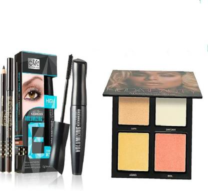 Huda Beauty Liquid Mattee 3D Highlighter with Eyebrow pencil Maskara pack