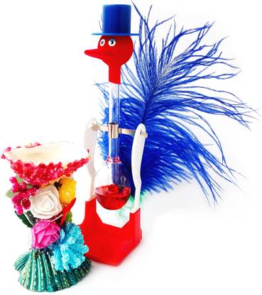 MANGOPIE Cristal Bird, Magic Drinking Bird SINGLE WITH SEA SHELL CUP BLUE