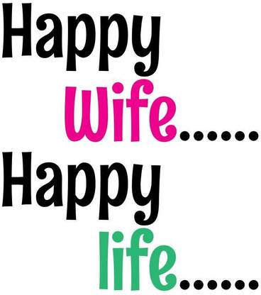 happy wife happy life sticker poster|quotes|love|educational|motivational|wall sticker poster(size12x18 inch Paper Print