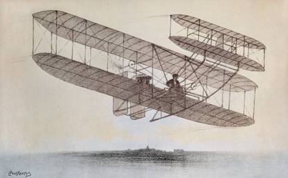 Flight Carried Out By One Of The Wright Brothers Plane Models Canvas Art - (36 Canvas Art