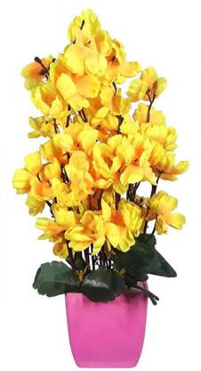 blue penguin Blossom Orchid Bunch, Unique, Yellow Orchids Artificial Flower  with Pot