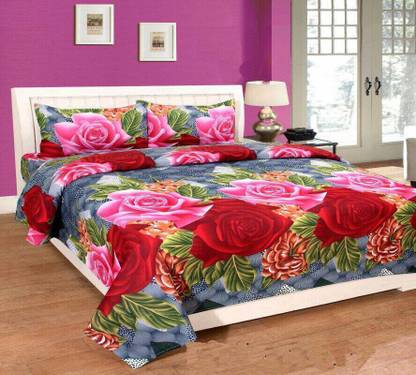 aggarwal fashion gallery 200 TC Microfiber Double Printed Flat Bedsheet