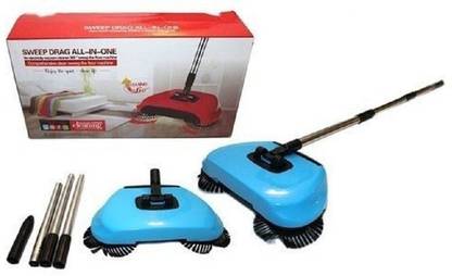 NMS TRADERS Automatic Hand Push Sweeper Magic Spinning Broom Cleaning No Electric Household Sweeper Dustpan Set Floor Home Cleaning Fiber Dry Broom (Multicolor) Plastic Dry Broom