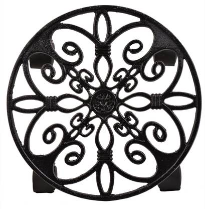 Sharpex Metal Plant Stand Trolley Heavy Duty Wheels Round Flower Pot Trolley, Black Planter Trolley Casters Rolling Tray Coaster, 4 Moving Wheels Plant Trolley- Round Pot Trolley Gas Cylinder Trolley