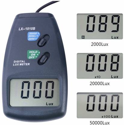 BalRama Digital Lux Meter LX-1010B Camera Photometer Light Meter Tester New 3 Range 50,000 Lumens Gauge Tester Tool with Large LCD + Battery + Care Box for Brightness Light Measuring Tool Measure The Lighting In An Area नॉन-मैगनेटिक इंजीनियर का सूक्ष्मता स्तर