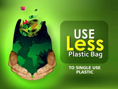 use less plastic bag sticker poster|save environment|NO plastic|save earth|size:12x18 inch|multicolor Paper Print