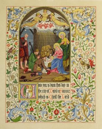A Christmas Carol 1873 Unto you is born Illuminated Canvas Art - A Trevor Crispin (24 x 36) Canvas Art