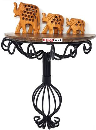 BuzyKart BuzyKart® Wooden & Wrought iron Wall Bracket Wooden Wall Shelf