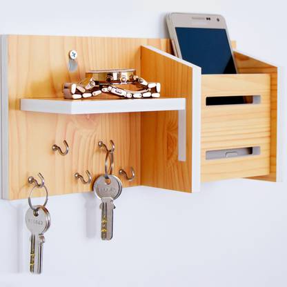 WORA Multipurpose Key Holders and Storage Racks Particle Board Wall Shelf