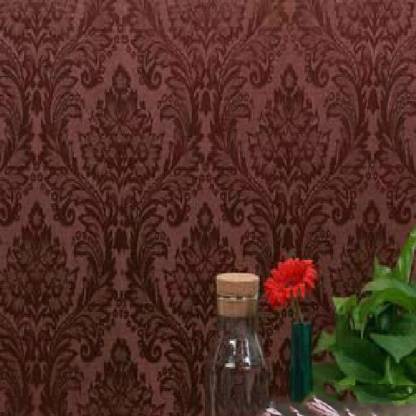WolTop 300 cm Wallpaper Dark Coffee Color Hall Decor Embossed Self Adhesive Sticker
