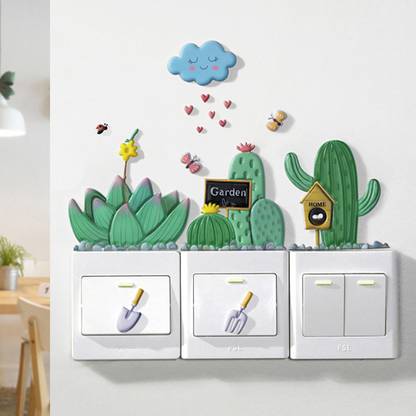 Ampire 27 cm Switchboard Stickers 3D Cactus Plants Garden Home Decoration Socket Night Radium Points Self Adhesive Sticker