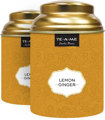 TE-A-ME Pack of 2 Lemon, Ginger Herbal Infusion Tea Tin