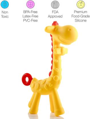 Mahikrite Baby Giraffe Teether Non-Toxic BPA-Free Silicone Safe and Flexible Teething Toy for Infant Toddler Teether