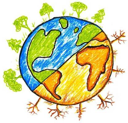 Hand drawn earth sticker poster|save earth|save nature|globar warming|size:12x18 inch|multicolor Paper Print