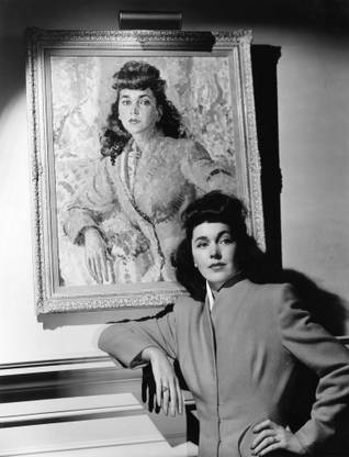 Maureen OSullivan Standing Beside Her Portrait Canvas Art - (16 x 20) Canvas Art