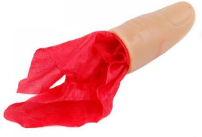 2 Set Gosear Magic Finger 2PCS Red Silk for Stage Bar Party Home Shows Street Thumb Tip 2PCS Soft Plastic Thumb Tip Fingers Magic Tricks Toy Tool