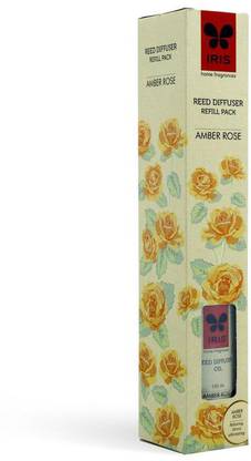 IRIS AMBER ROSE Diffuser Set Amber Rose Fragrance Reed Diffuser Refill Pack With 100Ml Diffuser Oil And 16 Reeds Of 10 Inch.
