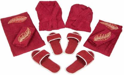 KUBER INDUSTRIES Maroon Free Size Bath Robe